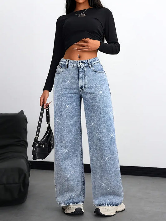 Дамски дънки с камъчета SX-860